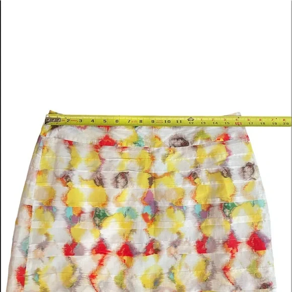 Anne Taylor silk blend watercolor abstract pattern side zipper skirt size 8 - Picture 10 of 12